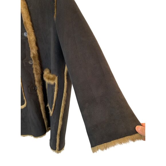 VTG 90s Rare Dennis Basso Reversible Faux Fur Suede Parka Coat Hood RR10730 Mid - Picture 13 of 15